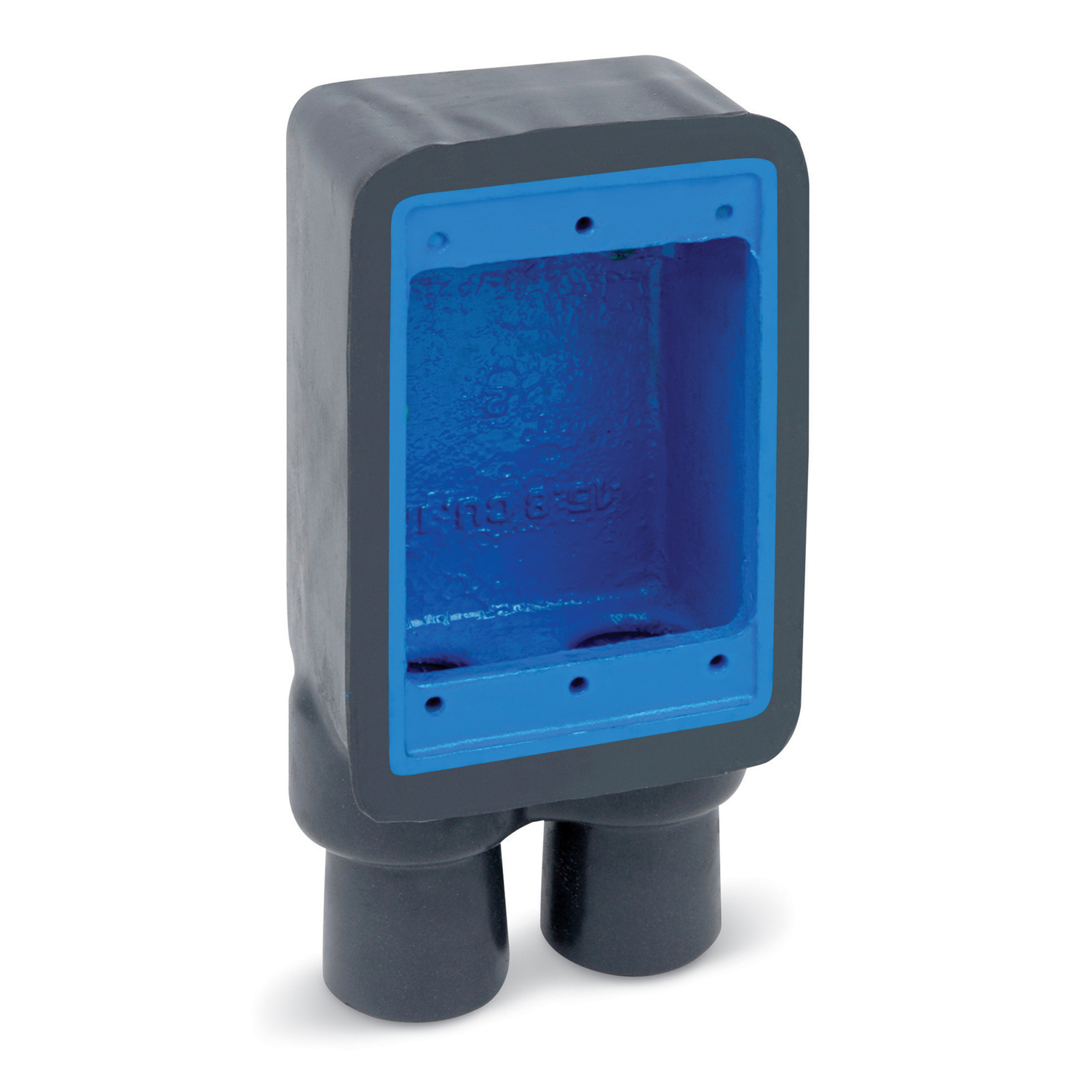 PVC Double-Coated Dead End Device Box, Shallow Style, Single Gang, Two Hubs, Hub Size 3/4 Inch/21 Metric, Iron Alloy, Gray