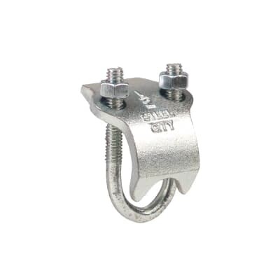 Clamp, RC Beam, Outer Diameter of Conduit or Pipe 4.000 Inches, Nominal Conduit Size 3-1/2 Inches, Malleable Iron, For Mounting Pipe or Conduit Parallel to the Beam