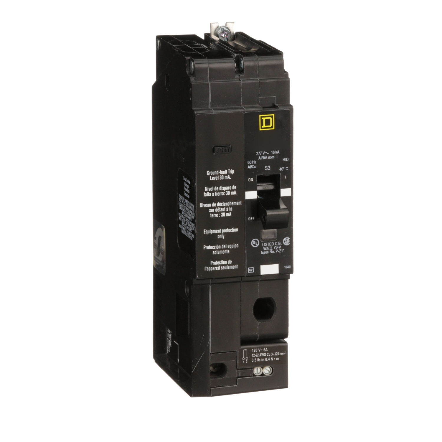 EDB14050EPDBA Miniature Circuit Breaker, 50 Amp, 1 Pole, 277V