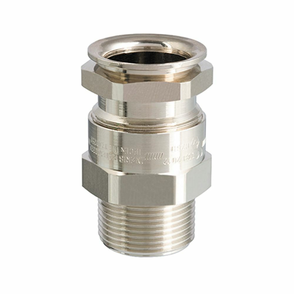 Eaton Crouse-Hinds series Capri ADE-1F2 cable gland, 2 (M), Straight, Gland size 14, Non-armoured, Nickel plated brass, 58-74 outer sheath, Flameproof and increased safety, Silicone seal, 3" NPT