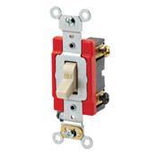 20 Amp, 120/277 Volt, Toggle Double-Pole AC Quiet Switch, Heavy Duty Grade, Grounding, Brown