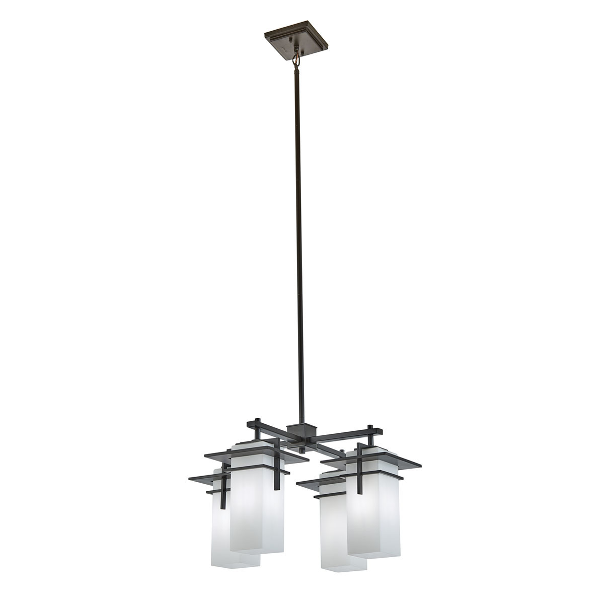 The Caterham 12.75 inch 4 light chandelier features a contemporary look with its Olde Bronze finish and satin etched cased opal glass. The Caterham wall light is perfect in several aesthetic environments, including traditional and modern.