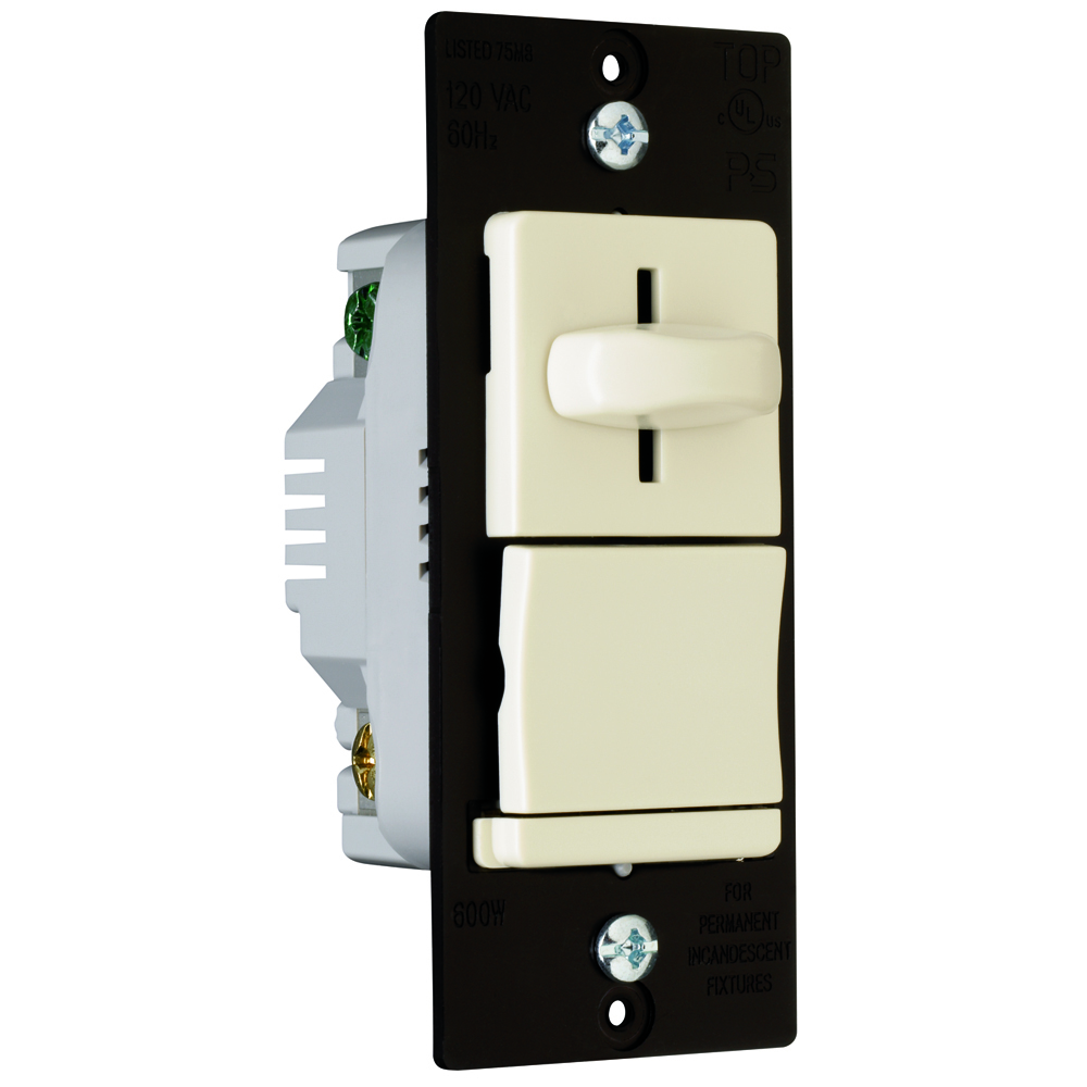 Incandescent Slide Dimmer, Preset 600W, Light Almond