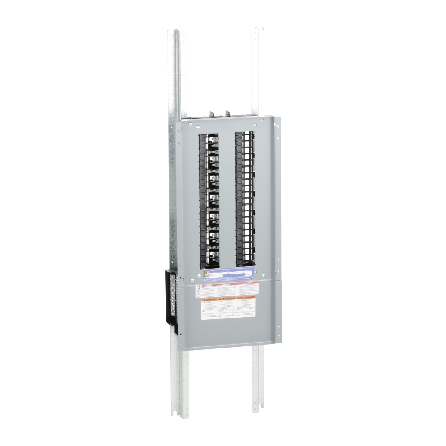 Panelboard interior, NQ, main lugs, 400A, Cu bus, 42 pole spaces, 3 phase, 4 wire, 240VAC, 48VDC