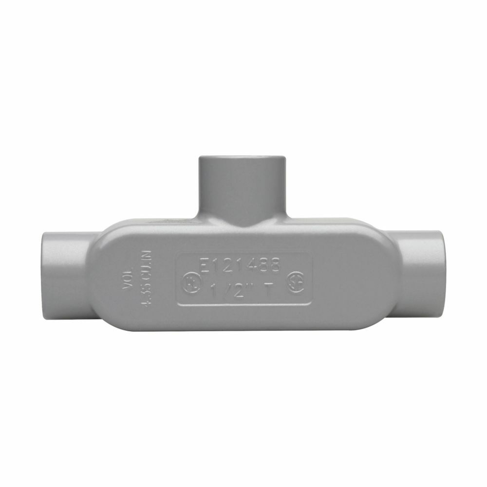 Eaton Crouse-Hinds series Condulet Series 5 conduit outlet body, Rigid/IMC, Copper-free aluminum, T shape, 1-1/2"