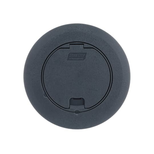 Recessed Service Floor Box Cover Kit, Accepts Duplex Receptacles GFI Receptacles and 2 Port Keystone Data Plate, Gray, Non-Metallic, For use with Flush Service Floor Box, 100 Cubic Inches, Opening Diameter 5-5/32 Inches, Base Diameter 6-3/8 Inches, Depth 6 Inches, 3/4 Inch and 1 Inch Conduit Tapping, Plastic, For Power or Communications/Data and Wood Sub-Floor and Raised Floor Applications