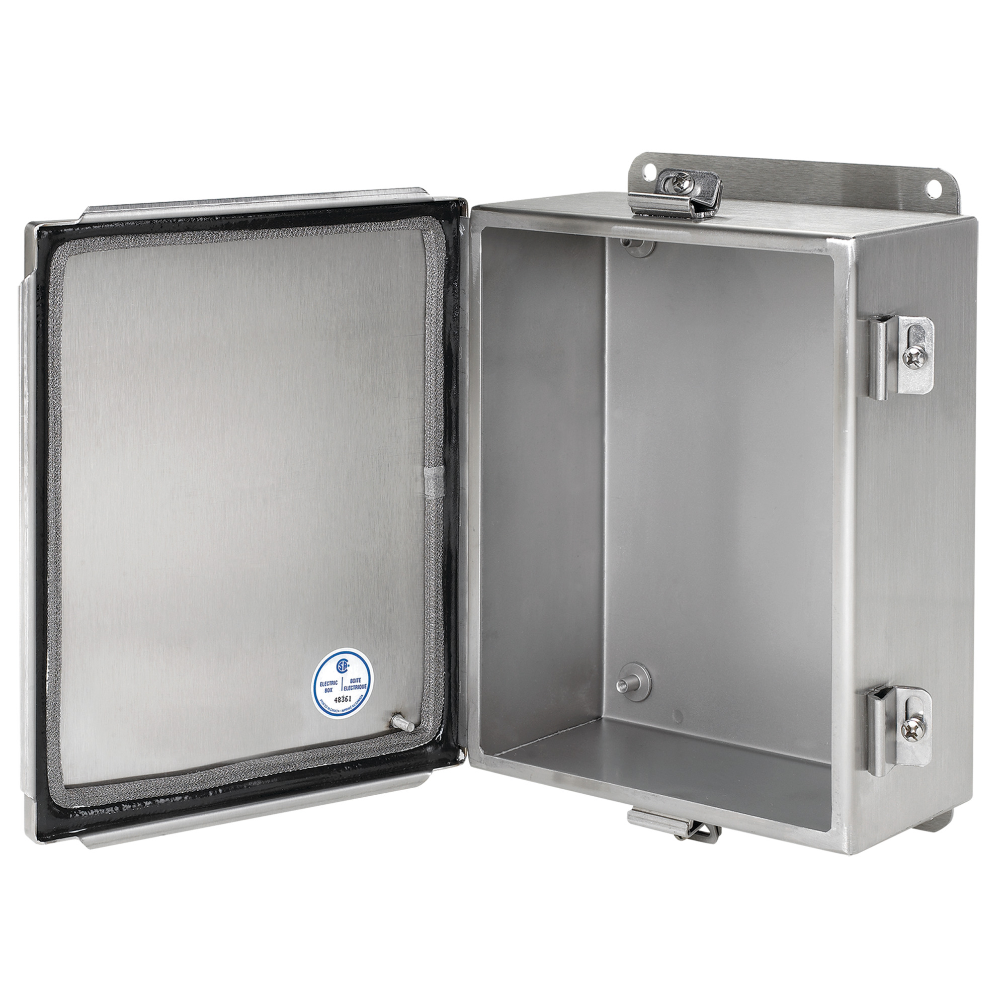 Continuous Hinge with Clamps Junction Box EMC Type 4X, 16x14x6, Brushed, SS304