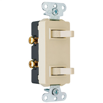 Single Pole, Double Combination Sierraplex Switch, 15 amps, 120/277 volts, Light Almond.