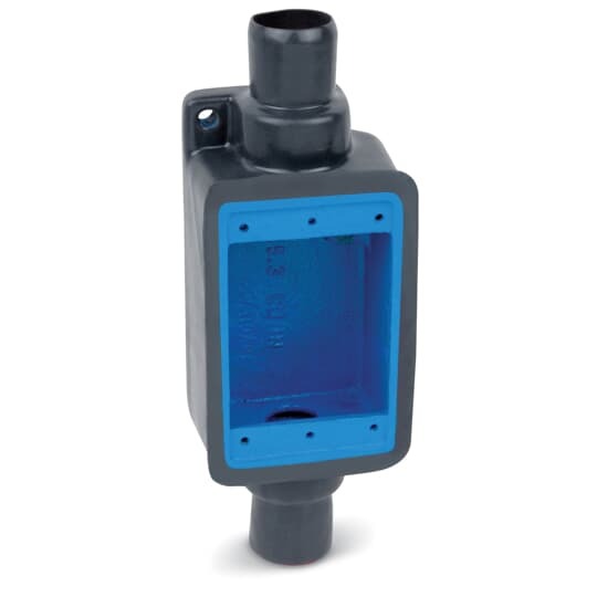 PVC Double-Coated Feed-Thru Device Box, FD Series, Single Gang, Deep Style, Pipe Size 3/4 Inch/21 Metric, Iron Alloy, Dark Gray