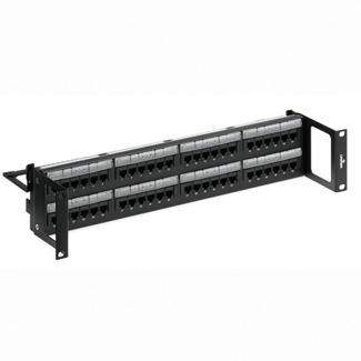 Cat 5e Universal Recessed Patch Panel, 48-Port, 2RU. Cable Management bar included.