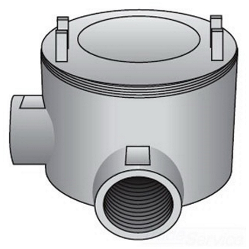 OZ-Gedney Type GUAL Conduit Outlet Box, Number Of Outlet: 2, Malleable Iron Body/Cover, Size: 1-1/2 IN, Cable Entry: (2) 1-1/2 IN Hubs, 70 CU-IN Capacity, No, 5-1/8 IN Cover Opening, Finish: Zinc Electroplated With Aluminum Enamel, 5-5/8 IN Width, 3-3/4 IN Depth, 5-5/8 IN Height, NEMA Rating: NEMA 4, 7CD, 9EFG, Third Party Certification: UL File Number E-30513, Class I, Division 1, 2, Groups C, D, Class I, Zone 1, 2, Groups IIA, IIB, Class II, Division 1, 2, Groups E, F, G, Class III, CSA 020945, Applicable Third Party Standards: UL 886, CSA C22.2 Number 30, NEC Articles 500-503 And 505, Military Specification Mil-F-28675, Federal Specification A-A-50563, For Rigid Conduit And IMC