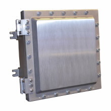 Eaton Crouse-Hinds series ECP enclosure, Square cover, 4-63/64" depth, 12" x 12" x 4", Copper-free aluminum, Tap-in mounting feet