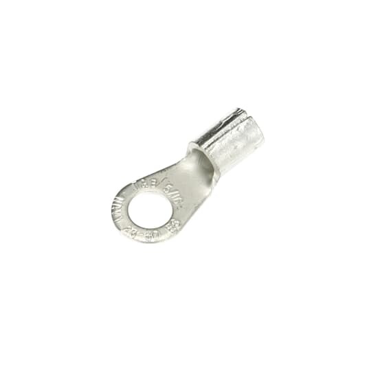 Non-Insulated Large Brazed Seam Ring Terminal, Length 1.32 Inches, Width .60 Inches, Bolt Hole 5/16 Inch, Wire Range #6 AWG, Copper, Tin Plated, 20 Pack