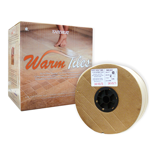 Electric Floor Warming Cables for use with Uncoupling Membrane Systems.  75 FT, 22.7 Meters, 1.1 Amps, Power Consumption 268 Watts, Carton Weight 2.5 LBS, 2 Cartons per Case, Covers 19-22 SQFT at Standard Spacing, Covers 13-14 SQ FT at Dense Spacing