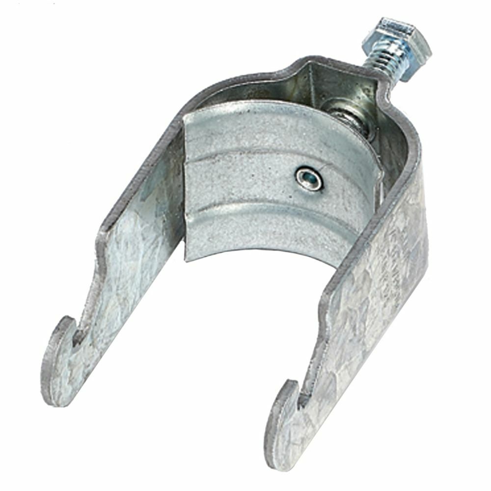 Eaton B-Line series strut mounting bracket, Conduit and cable, 1" Height, 1" Length, 1" Width, 0.139lbs, Conduit size: 0.5" EMT/Rigid, Conduit and cable clamps, .65" Max mount size, .89" Min, 200 lbs load capacity, Pre-galvanized