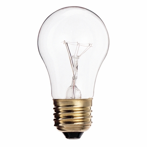 Incandescent General Service Lamp, Designation: 40A15/CL, 130 V, 40 WTT, A15 Shape, E26 Medium Base, Clear, C-9 Filament, 2500 HR, Lumens: 290 LM Initial, 3-1/2 IN Length, 1-7/8 IN Diameter