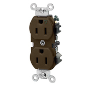 15-Amp, 125 Volt, Industrial Series Heavy Duty Specification Grade, Duplex Receptacle, Straight Blade, Isolated Ground, Brown