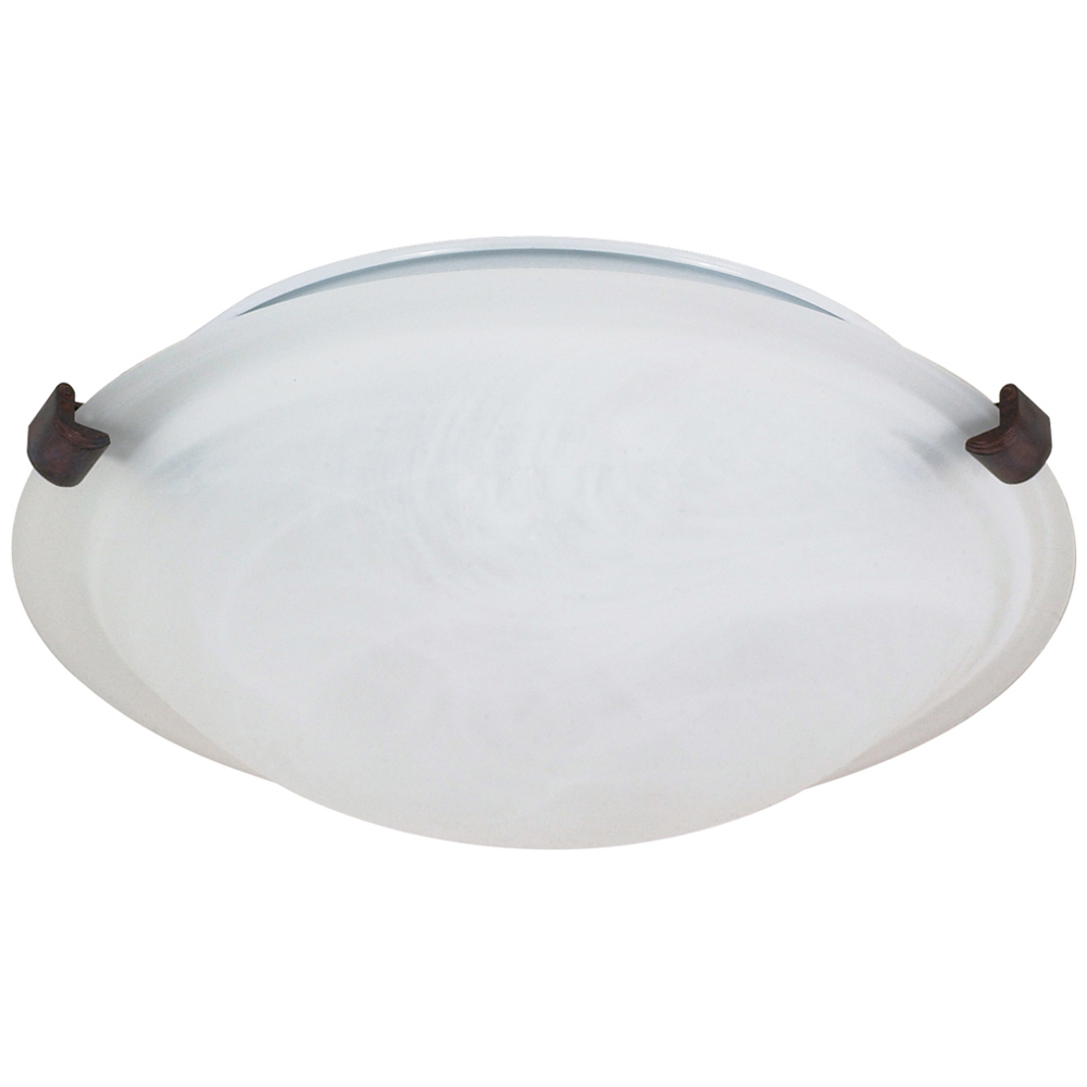 1 Light - 12 - Flush Mount - Tri-Clip w/ Alabaster Glass - Old Bronze