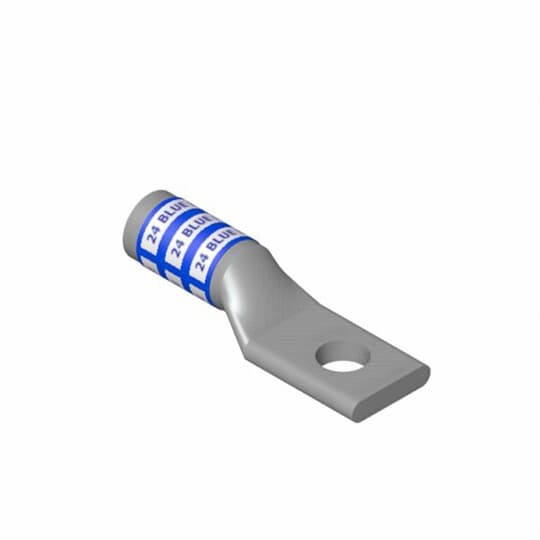 Aluminum One-Hole Lug, Long Barrel, Blind End, Max 35kV, 600 kcmil Wire, 5/8 Inch Bolt Size, Tin Plated, Die Code 106, Die Color Code Black
