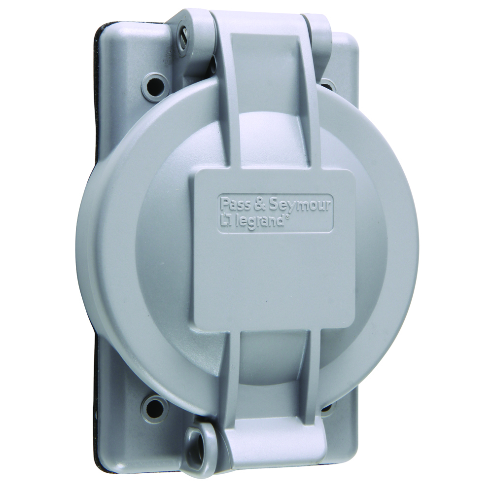 Industrial Grade Weatherproof Lift Cover For Flanged Inlet/Outlet, 1.96 Diameter Opening to Accommodate 15/20A Straight Blade, 15A Turnlok, 20403 Power Interrupter,Gray