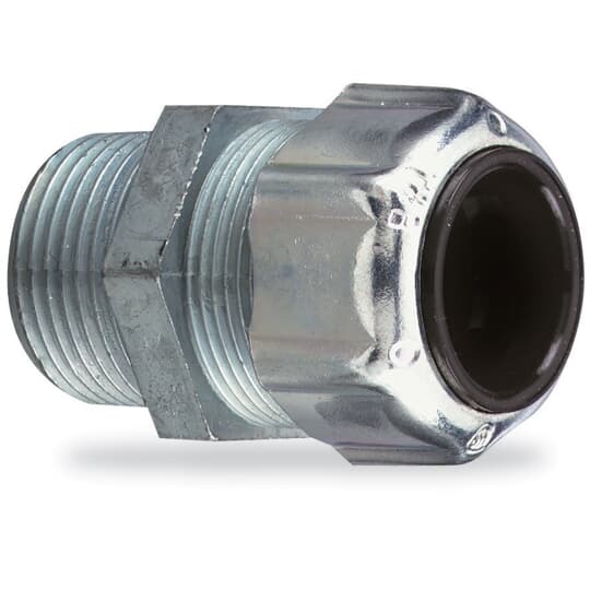 Liquidtight Strain Relief Cord Connector, 3 Inch, Straight, Cord Range 2.970 to 3.220 Inch,  Malleable Iron