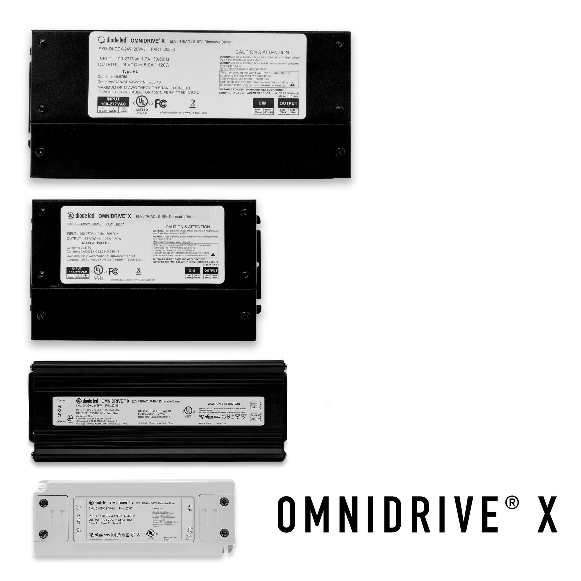 OMNIDRIVE X 24V 96W, 2in1 Electronic and 0-10V LED Dimmable Driver, Indoor/Outdoor Rated Junction Box