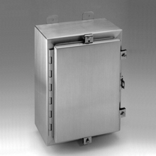 Eaton B-Line series wall mounted panel enclosure, 24" height, 10" length, 20" width, NEMA 4X, Hinged cover, 4XSS6 enclosure, Wall mount, Medium single door, External mounting feet, 316 stainless steel, Seamless poured in-place gasket