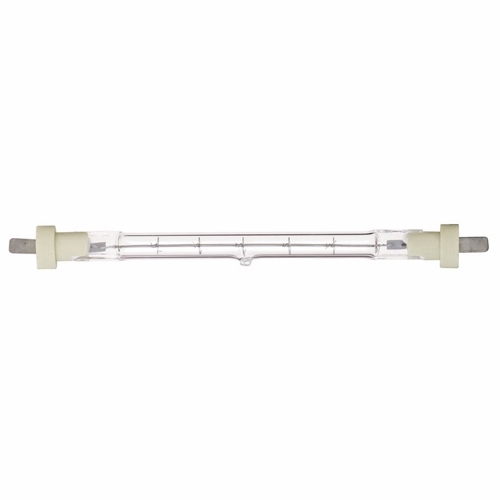 Halogen Double Ended Halogen Lamp, Designation: 500T3Q/CL, 120 V, 500 WTT, T3 Shape, Flat Blade Blade Base, Clear, C-8 Filament, 1500 HR, Lumens: 9500 LM Initial, 5-13/16 IN Length, 3/8 IN Diameter