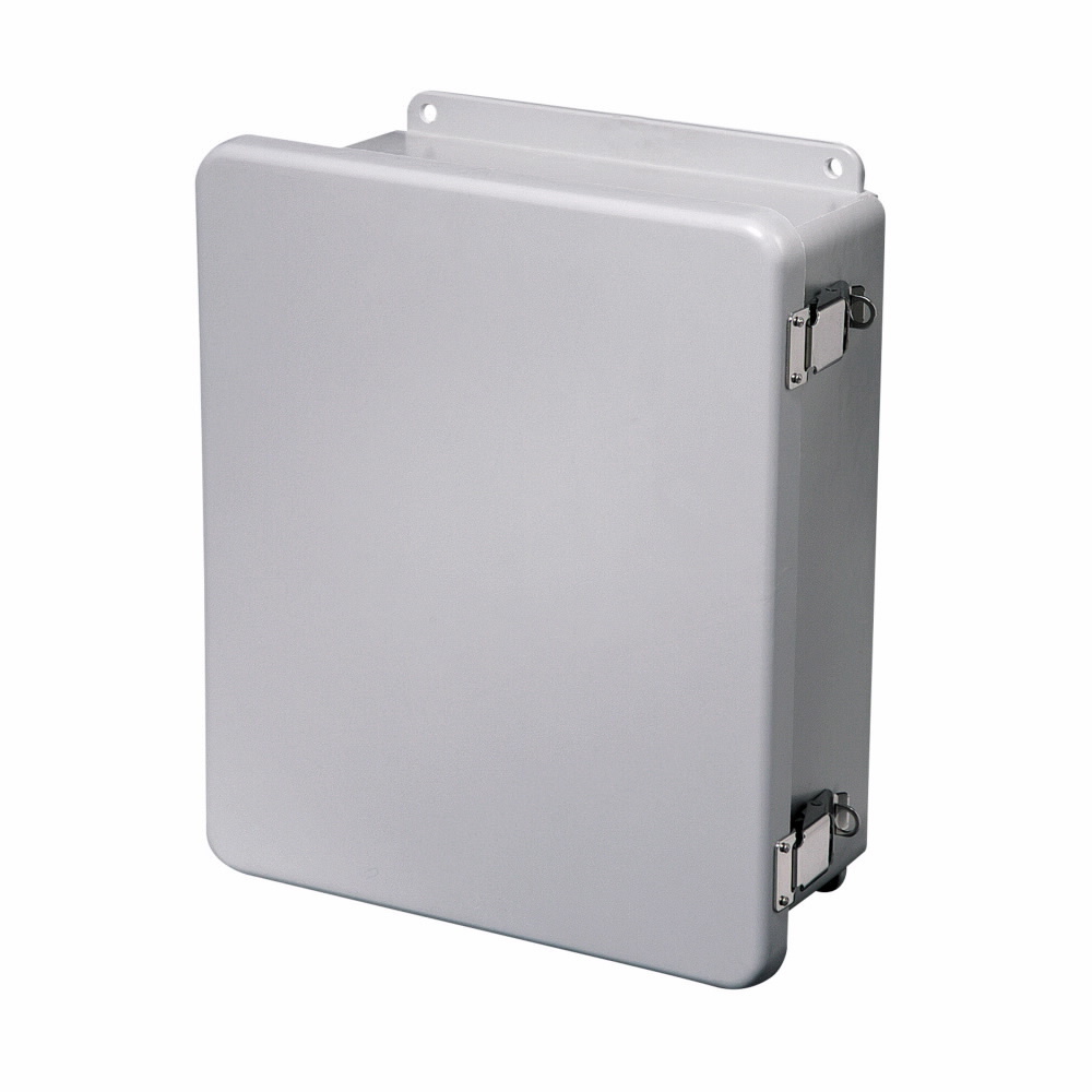 Eaton B-Line series JIC panel enclosure, 22" height, 8.83" length, 17.68" width, NEMA 4X, Hinged cover, 4XFCHQRC enclosure, Wall mount, Medium single door, External mounting feet, Fiberglass, Seamless poured in-place gasket