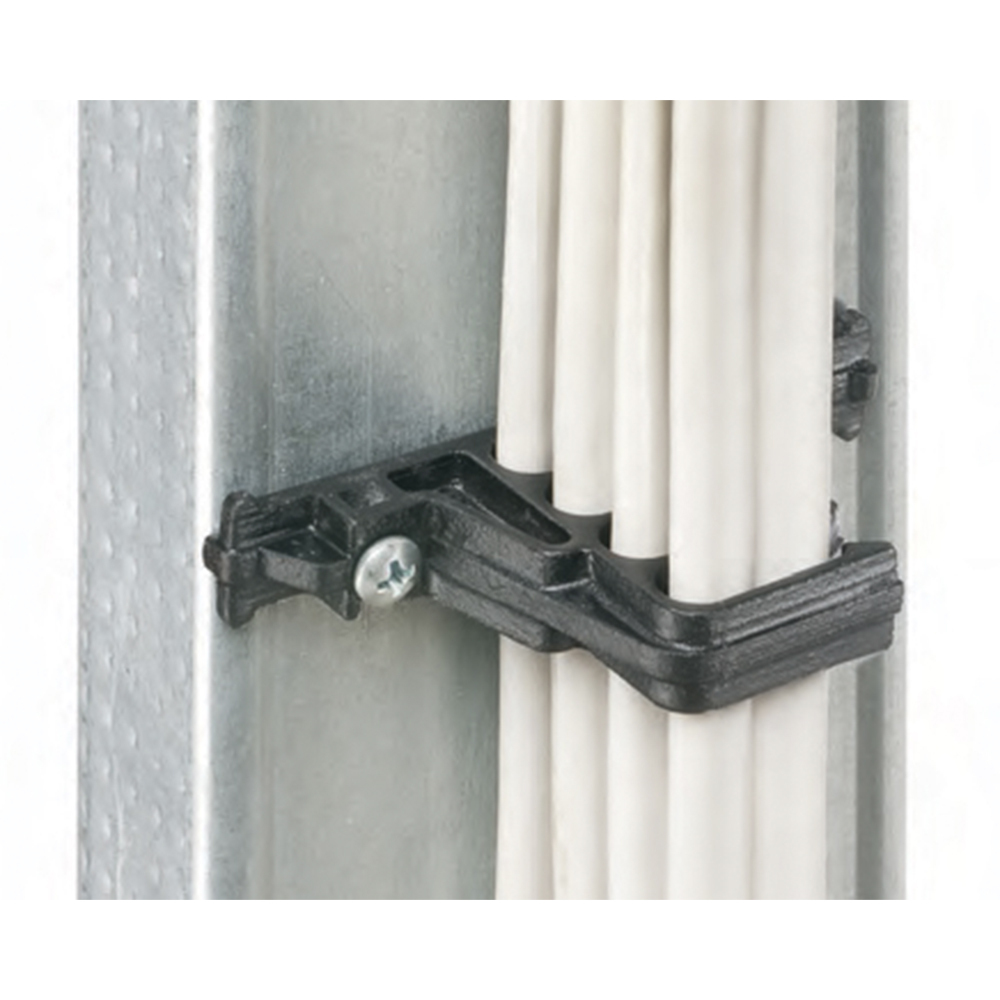 Screw in cable spacer that holds power or low voltage cables secure, sold in package quantity of 25.