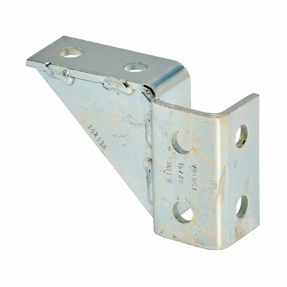 Eaton B-Line series corner gusset, 3.93"Hx5.67"Lx1.68"W, Steel, Electro-plated, Left hand eight hole single corner gussetted wing fitting