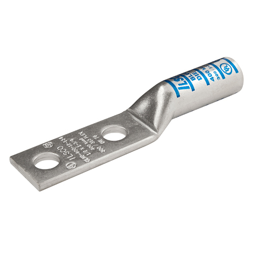 Surecrimp Copper Compression Lug, Conductor Size 400, 2 Holes, 1/2in Bolt Size, 1-3/4in Hole Spacing, Long Barrel, No Sight Window, Tin Plated, UL, CSA