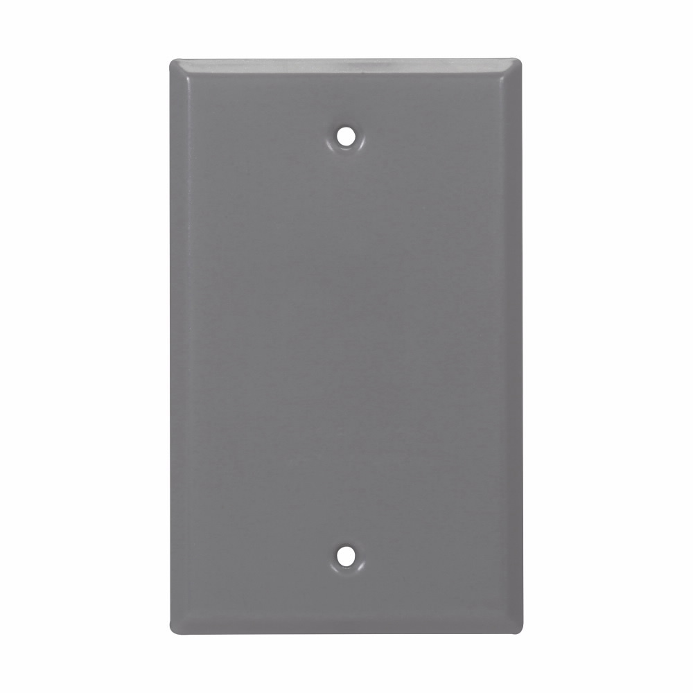 Eaton Crouse-Hinds series weatherproof blank outlet cover, Gray, Steel, Single-gang