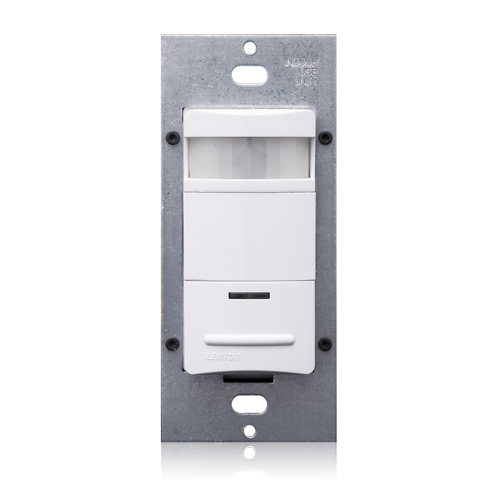 Lev Lok Passive Infrared Wallbox Occupancy Sensor, Single Relay, Photocell Controlled, Low Profile, 180 Degree Field of View, 2100 Sq Ft, Time Delay 30Sec-30Min, White