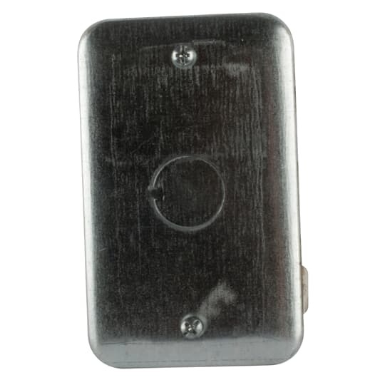Single Gang Utility Box Cover, 4-1/8 Inch Long x 2-1/2 Inch Wide x 3/16 Inch Raised, Pre-Galvanized Steel, with 1/2 inch knockout