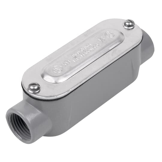 1-1/2 inch Threaded D-Pak Die Cast Aluminum Thru-Feed Conduit Body, Cover & Gasket. For use with Rigid/IMC Conduit.