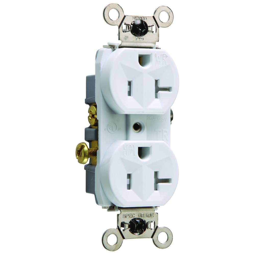 Commercial Grade Weather-Resistant and, Tamper-Resistant Duplex Receptacle Side Wire 20amp 125volt White
