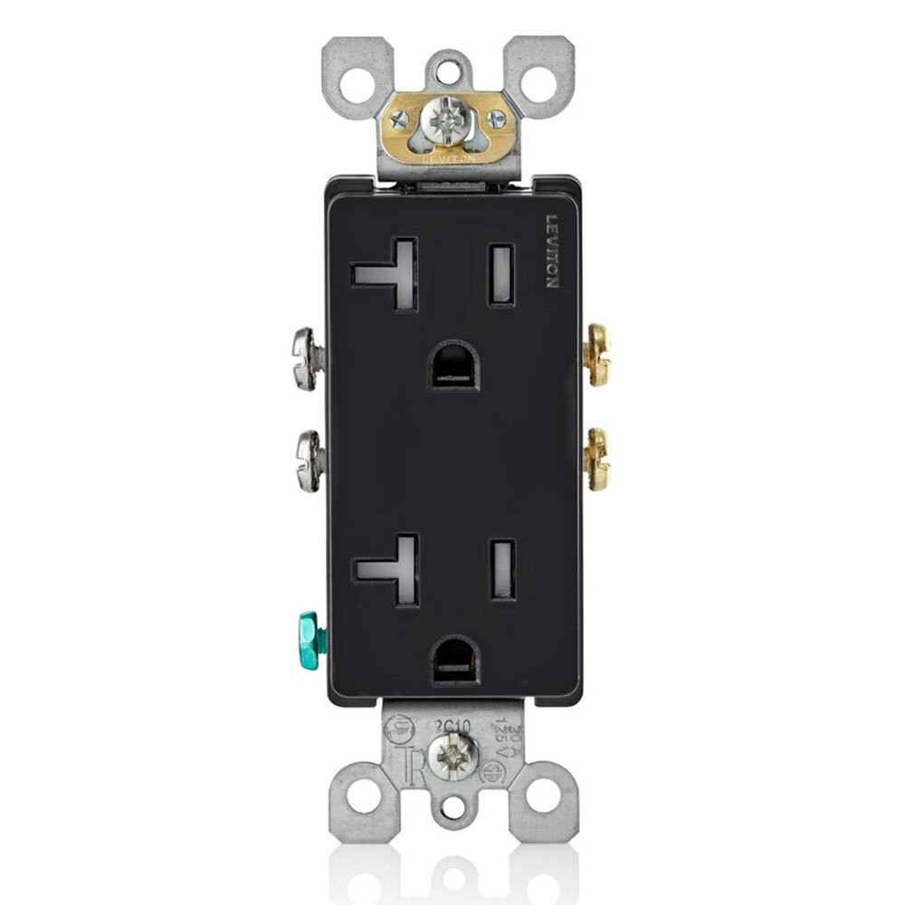 20 Amp, Tamper- Resistant, Decora Duplex Receptacle, Residential Grade, Black