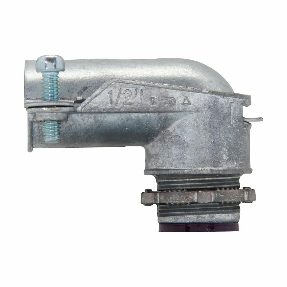 Eaton Crouse-Hinds series squeeze type connector, FMC, 90 angle, Insulated, Zinc die cast, 3/4"