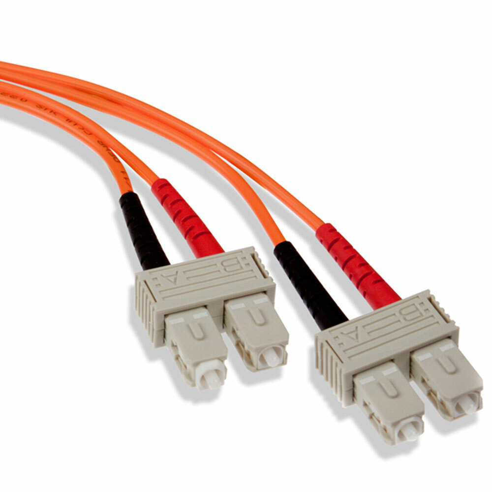 Fiber Patch Cord, 62.5/125UM Multimode, Duplex Riser-Rated, SC to SC, 1 Meter Length