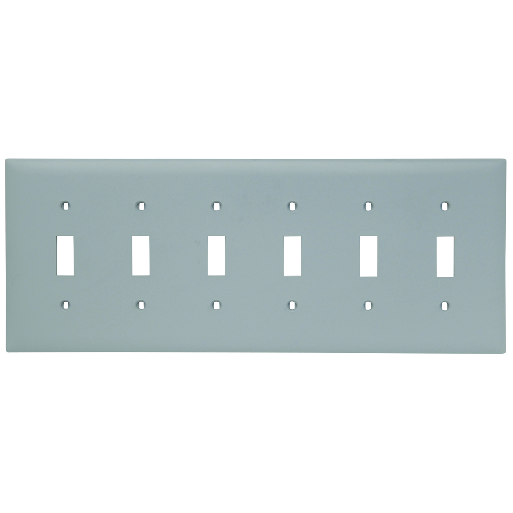 Trademaster Plate 6gang 6toggle Gray