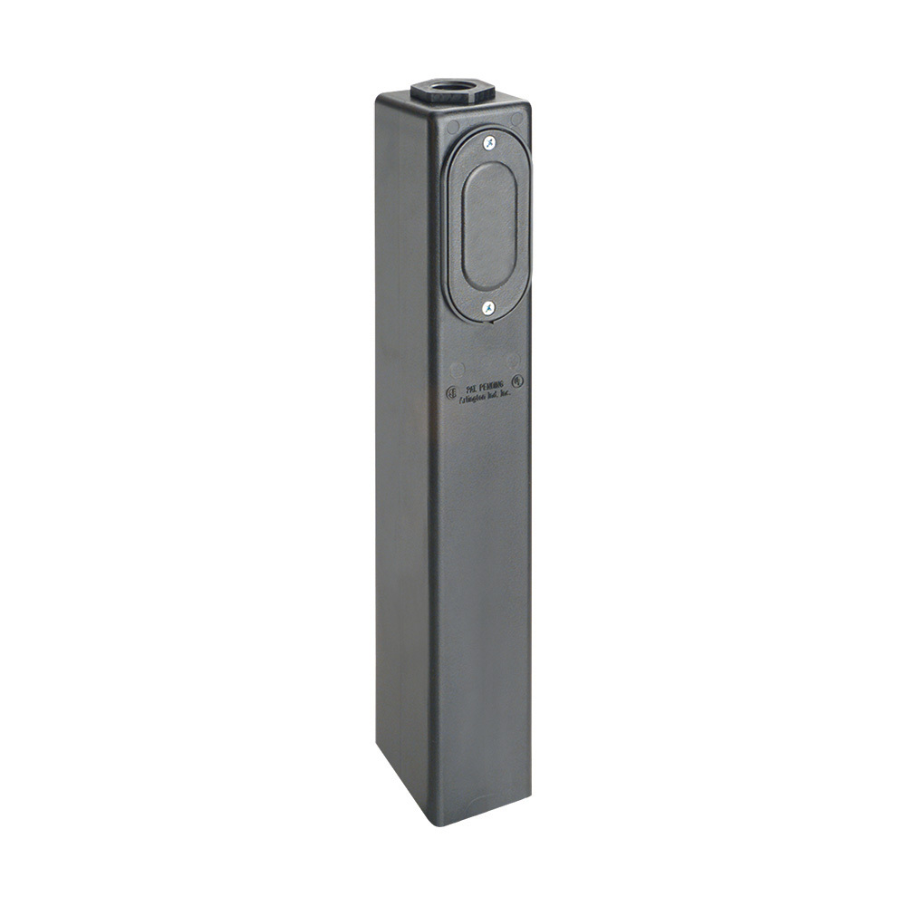 Gard-N-Post. 15" support for three wire outdoor light fixtures. Comes with 3/4" NPT threaded opening and an installed 3/4" by 1/2" non metallic reducing bushing. For use with 1/2" or 3/4" NPT fixtures. Color Black. Color permanent, no chipping.