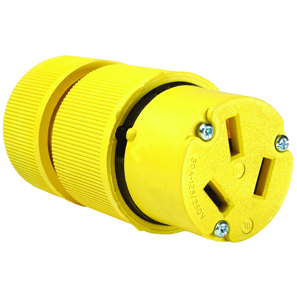 Gator Grip Connector 3pole 3wire 50amp 125/250volt, yellow