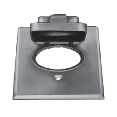 Single Gang Weatherproof Receptacle Cover, Silver, Zinc Alloy, 1 Power Outlet Cover with 2.156 Inch Opening, Box Mount