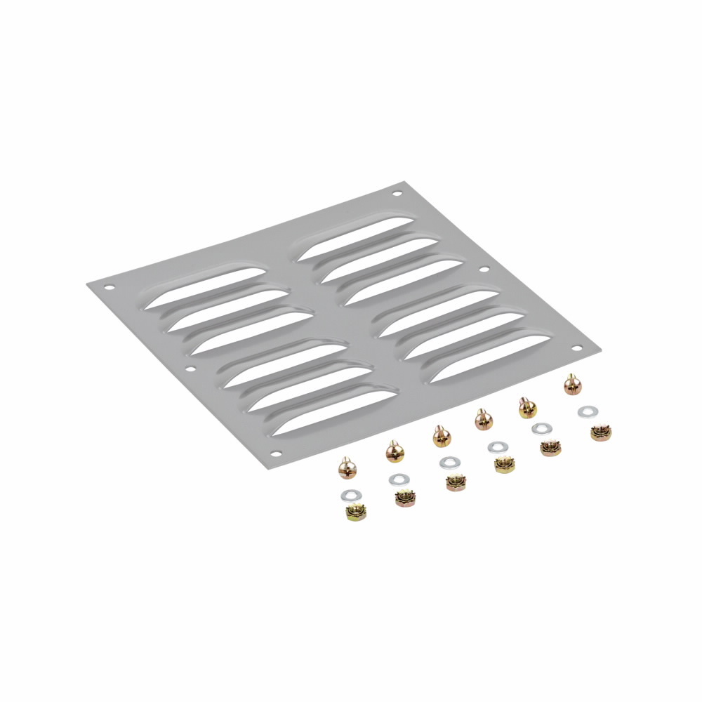 Eaton B-Line series bolt on accessories, ANSI 61 gray polyester powder coated, Designed to be used with B-Line series filter kit, Steel, Louver plate size 5.62", Bolt-on accessories, Louver plate kits, 16 gauge