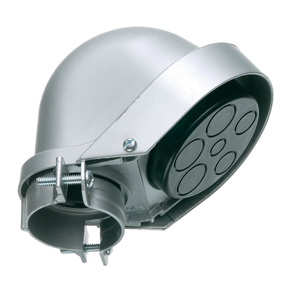 2-1/2" Aluminum entrance cap, clamp on type for rigid IMC and EMT. Hole Sizes 3 at 1.31 and 3 at .87 and 1 at .99.