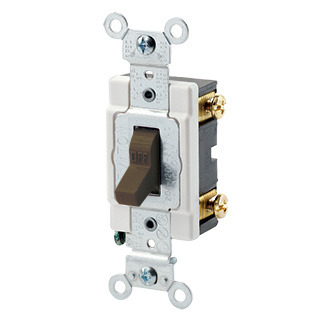 20-Amp, 120/277-Volt, Toggle Single-Pole AC Quiet Switch, Heavy Duty Spec Grade, Grounding, Brown