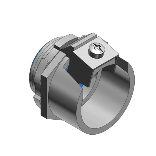 Metal-Clad and Armored Cable Fitting, Straight, Trade Size 1-1/4 Inch, Knockout Size 1-1/4 Inch, Cable Range 1.562 to 1.750 Inch, Malleable Iron with Zinc Plating, Nylon Insulated