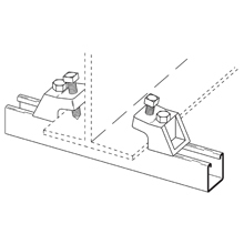 Eaton B-Line series I-beam and zee clamp, 7.25" H x 2.5" L x 1.25" W, Malleable iron, 900 Lbs load cap, 0.875" beam/flange width