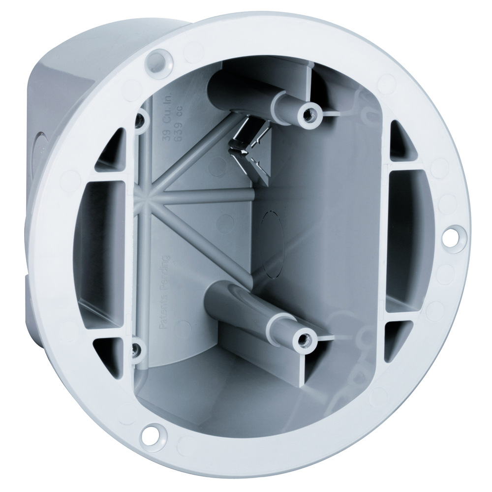 Floor Box. 38 cubic inch, with knockouts and Auto/Clamps, three screws for mounting to floor. Gray.